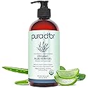 PURA D'OR 16 Oz ORGANIC Aloe Vera Gel - Lavender - All Natural - ZERO Artificial Preservatives - Deeply Hydrating & Moisturizing - Sunburn, Bug Bites