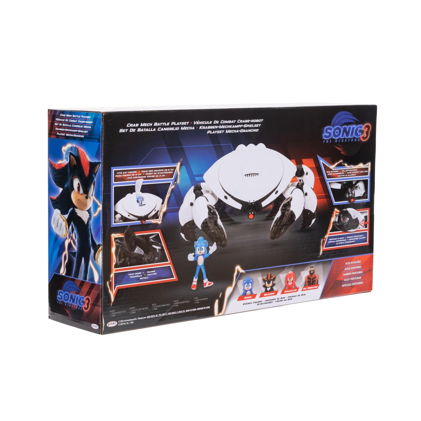 Sonic the Hedgehog 3 Movie Crab Mech Playset – 2.5" Sonic Action Figure with Pinching Claws, Official Licensed Kids Toy