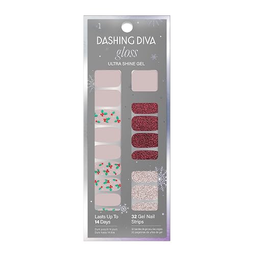 Dashing Diva Gloss Nail Strips - Holly Wood | UV Free, Chip Resistant, Long Lasting Gel Stickers | Contains 32 Wraps, 1 Prep Pad, 1 File Beauty & Personal Care Dashing Diva