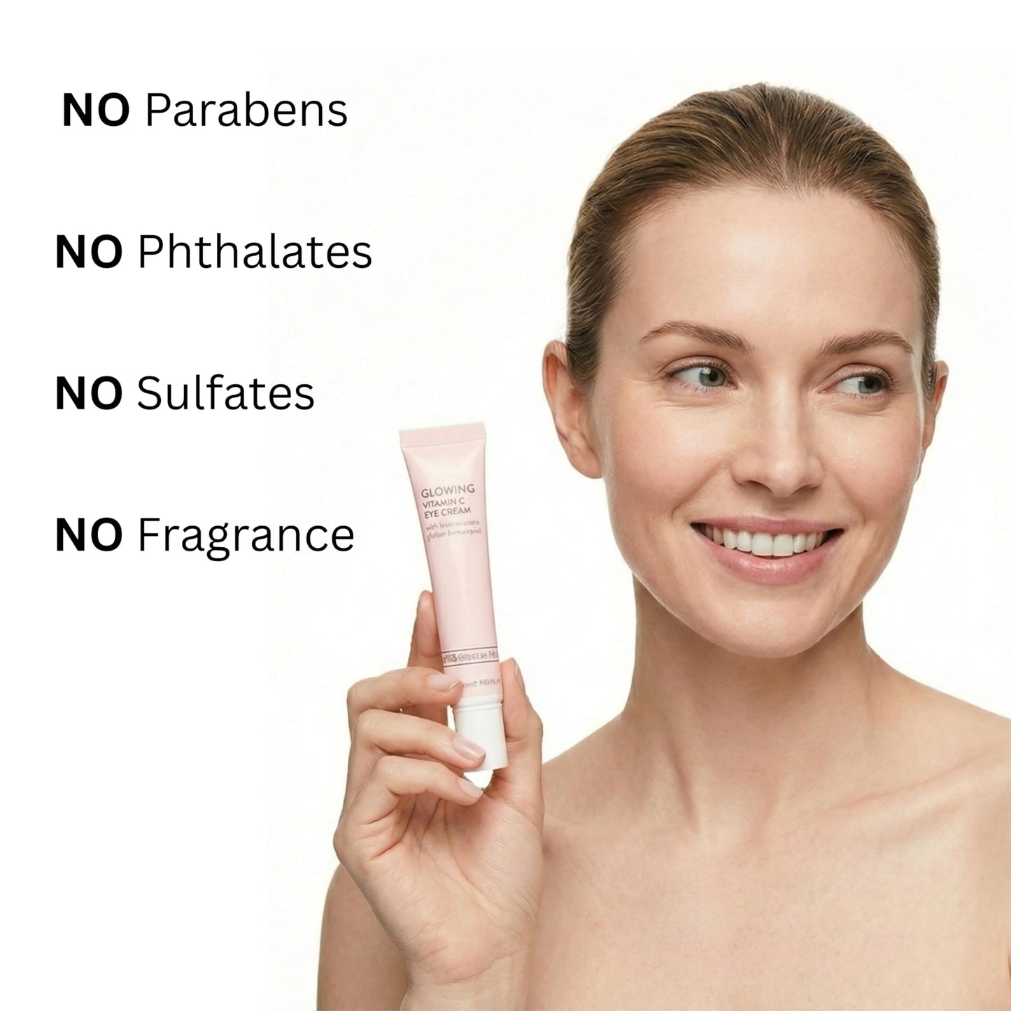 Global Beauty Care Glowing Vitamin C Eye Cream - Radiant Under Eye Treatment to Support Smooth Looking Skin with Niacinamide, AHA & Vitamin E