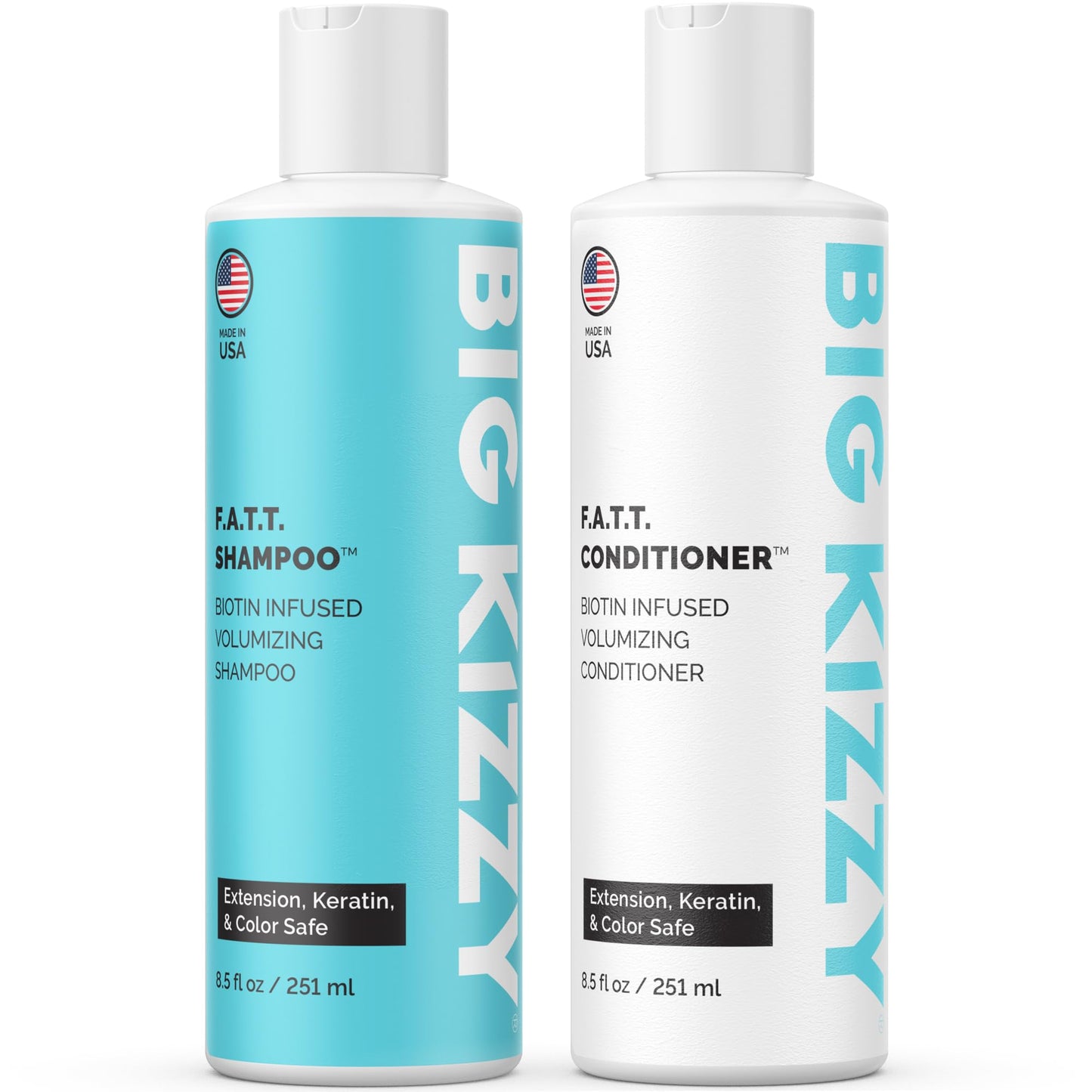 Volumizing & Thickening Biotin Shampoo & Conditioner Set - F.A.T.T. by Big Kizzy, Gentle Hair Care Safe for Extensions, Color & Keratin Treatments