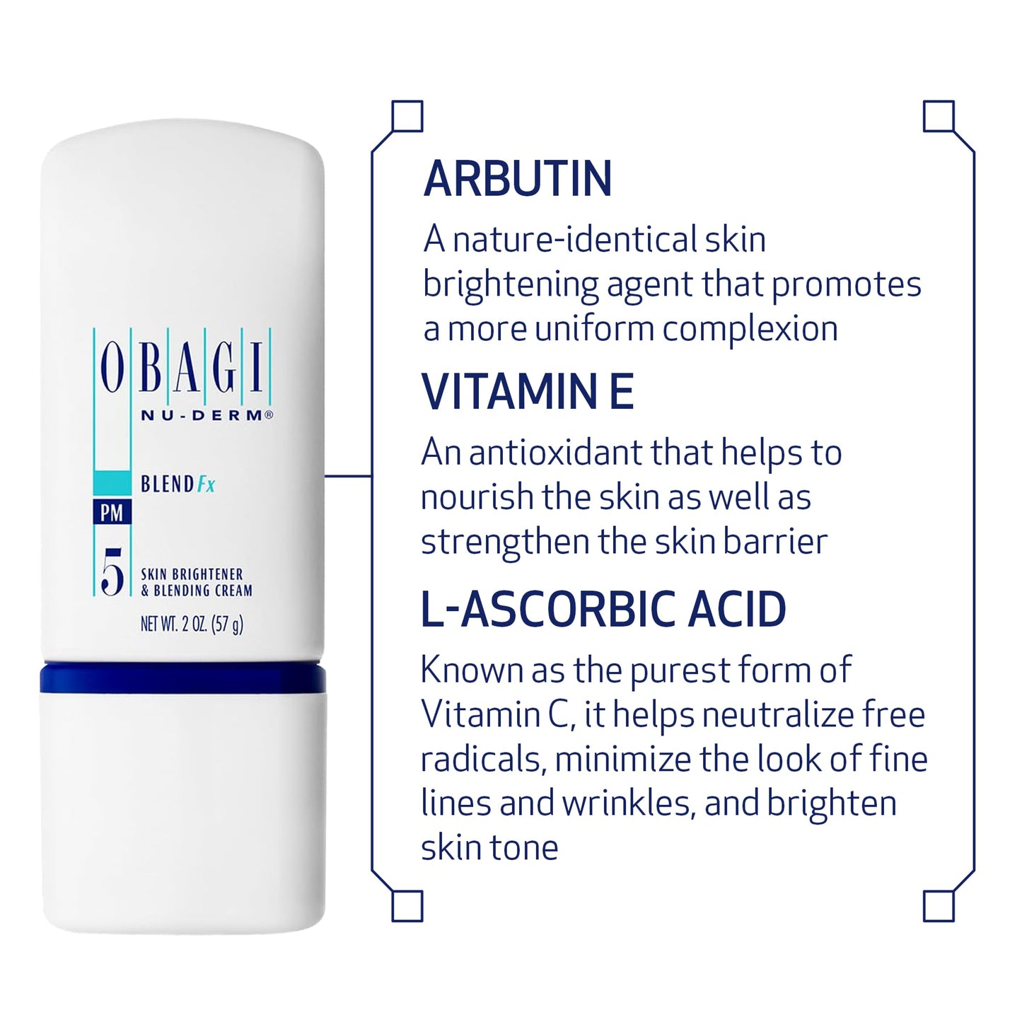 Obagi Nu-Derm Blend Fx - Skin Brightening & Clarifying Cream that Helps Brighten & Soften Skin with Arbutin and Vitamins C & E - 2 oz