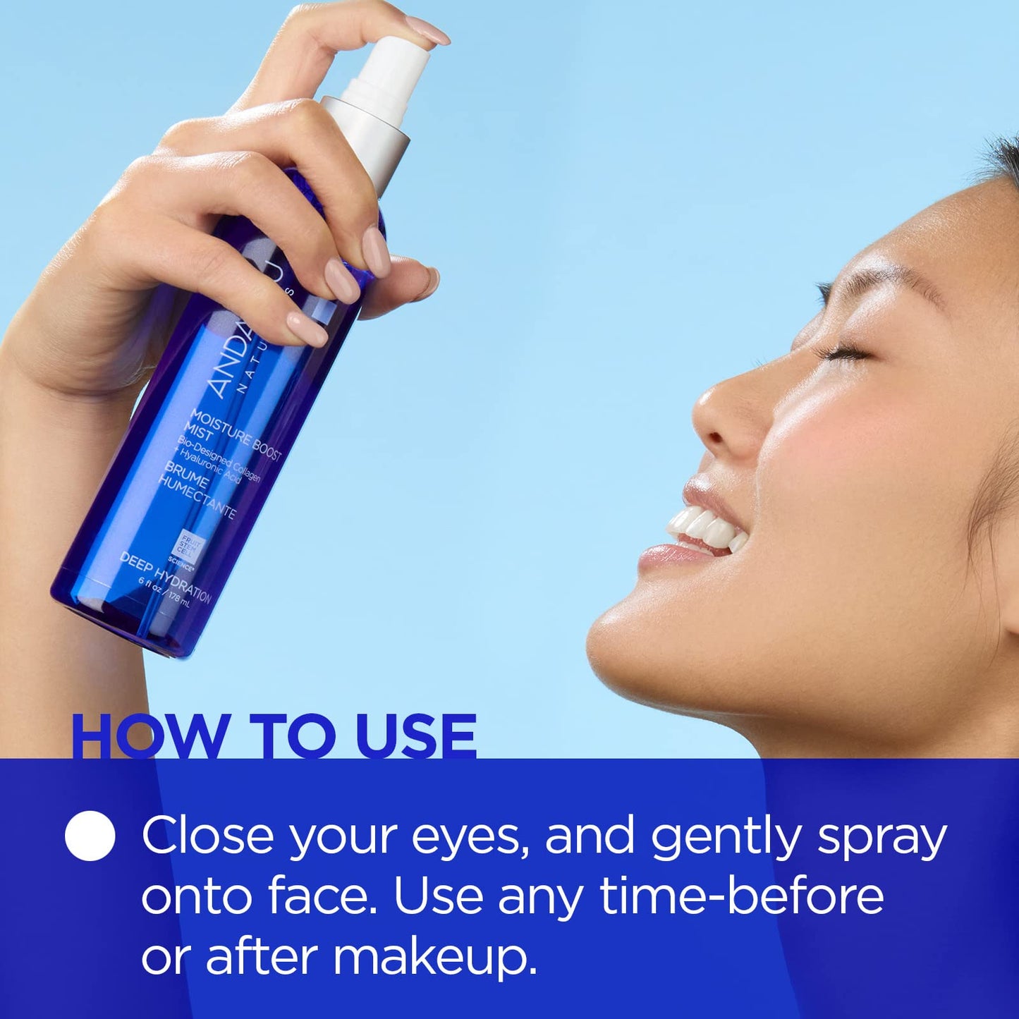 Andalou Naturals Face Mist, Moisture Boost Facial Spray with Hyaluronic Acid & Collagen, Hydrating & Moisturizing Skin Care for Dry and Dehydrated