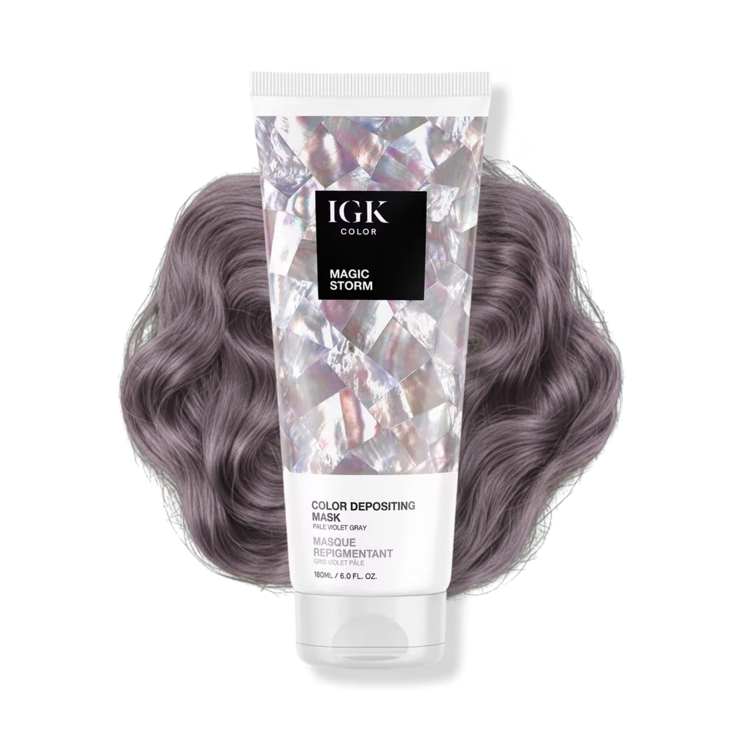 IGK Magic Storm | Pale Violet Gray Hair Gloss + Color Depositing Mask | Boost Shine, Enhance Cool Tones, Refresh Color | Semi Permanent Conditioning