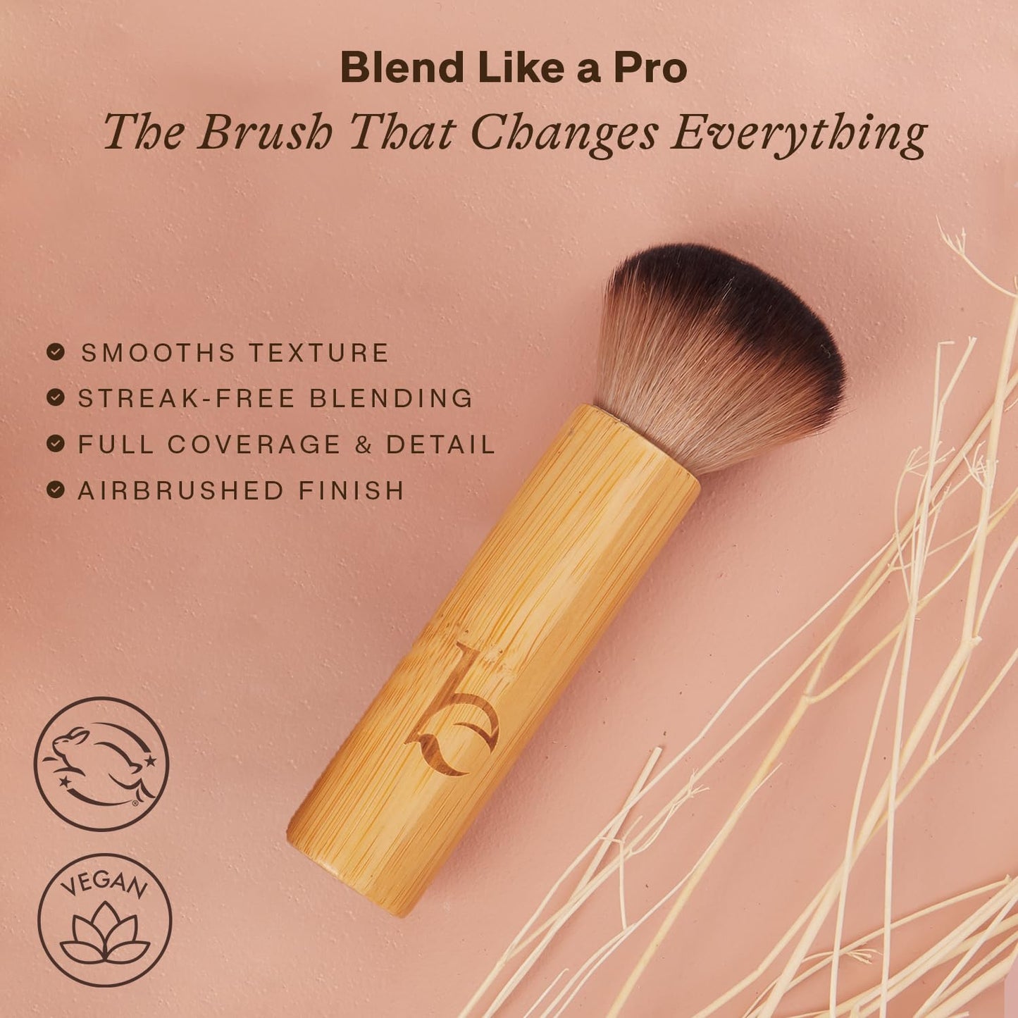 Kabuki Brush for Face - Ultra Soft Bronzer Brush for Blush, Loose Powder, Powder and Liquid Foundation & Self Tanner, Travel Friendy Makeup Blending