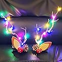 BARTOSI LED Light Christmas Hair Clips Reindeer Antlers Xmas Hairpins Hair Accessories for Women (Pack of 2)