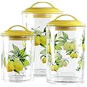 Food Storage Containers, BPA Free Airtight Canisters for Cereal, Pasta, Sugar, Coffee, Flour, Cookies, Loose Tea, for Kitchen Organization, Set of 3…