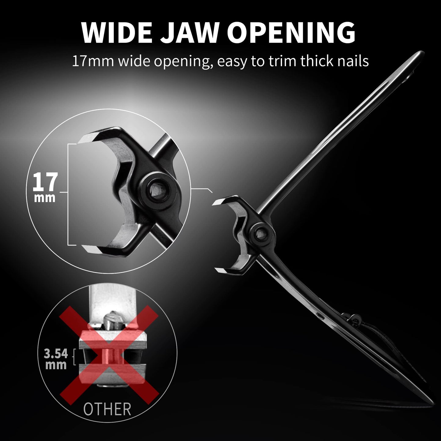 EBEWANLI Straight Nail Clipper, 17mm Wide Jaw Opening Extra Large Toenail Clippers for Thick Nails or Tough Fingernail & Ingrown Toenail, Heavy Duty