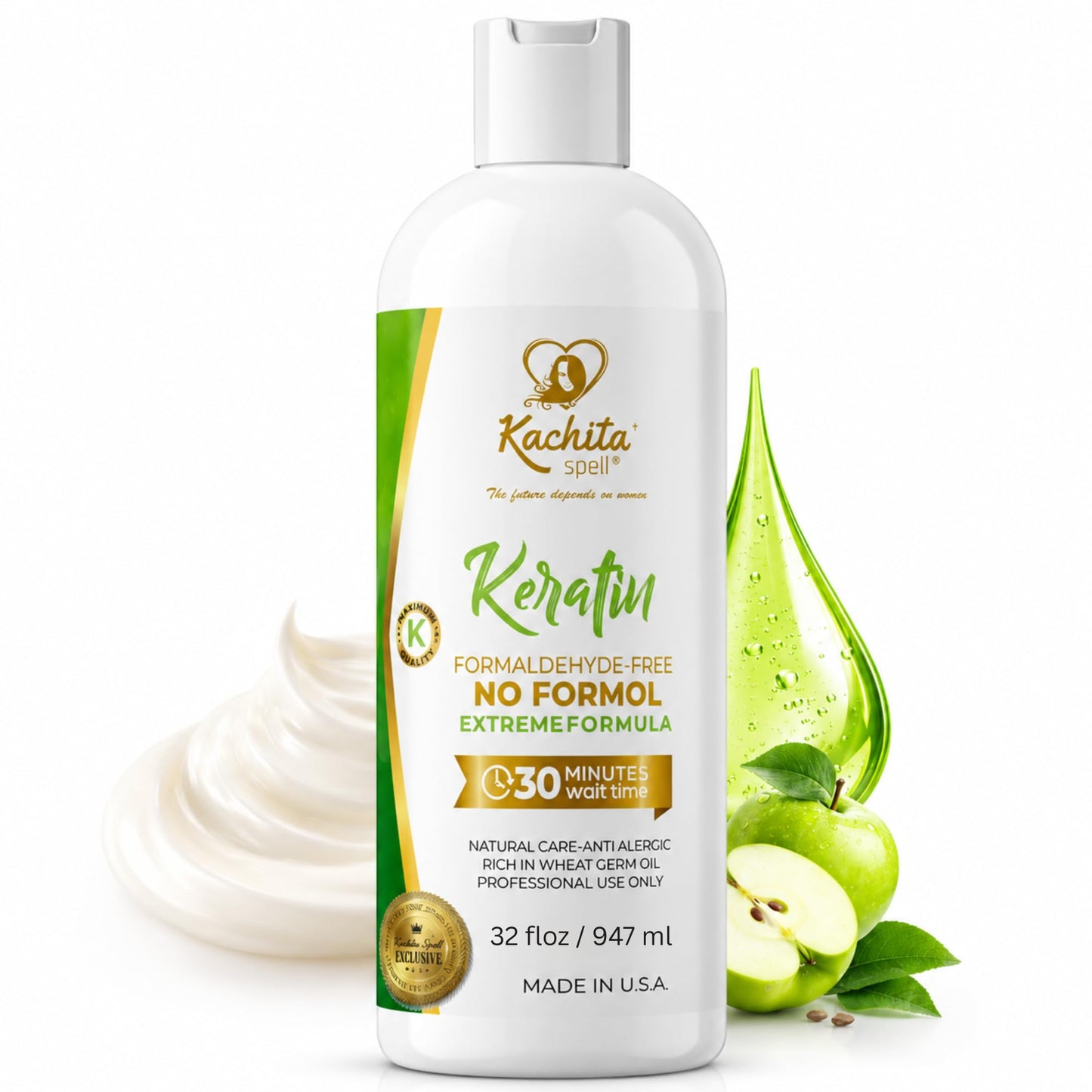 Brazilian Keratin Treatment Formaldehyde Free Kachita Spell Hair Straighteners No Formol Made in USA (32 floz)