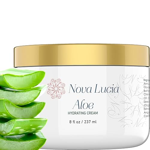 Aloe Vera Cream for Skin - Soothing Moisturizer for Dry, Itchy, or Sensitive Skin, Sunburn Relief, Hydrating Face & Body Cream, Non-Greasy