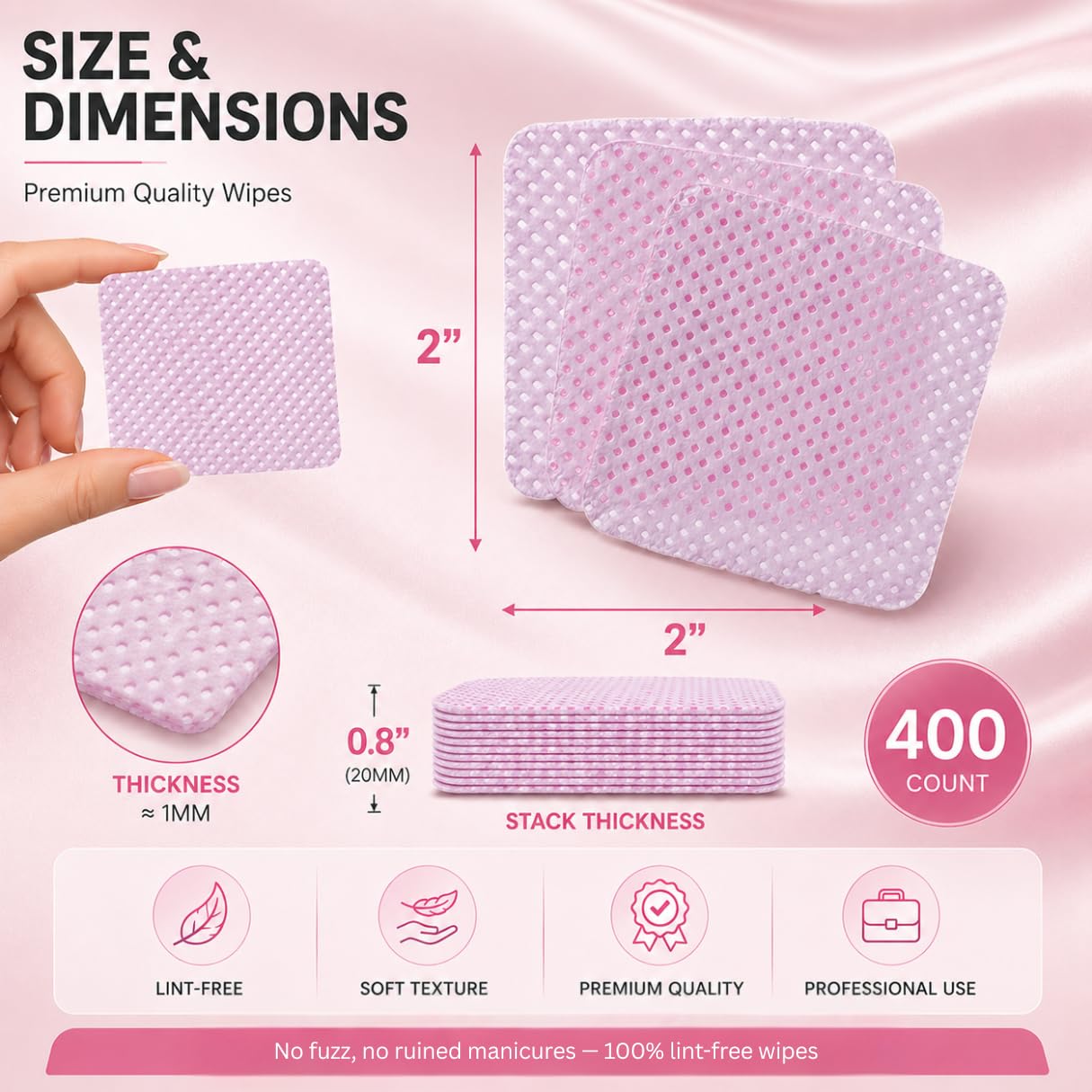ForPro Lint Free Nail Wipes, 400-Count Non-Woven Nail Polish Remover Pads, Super Absorbent Gel Polish Remover Wipes, Acetone Compatible, for Nail Prep Beauty & Personal Care ForPro Professional Collection