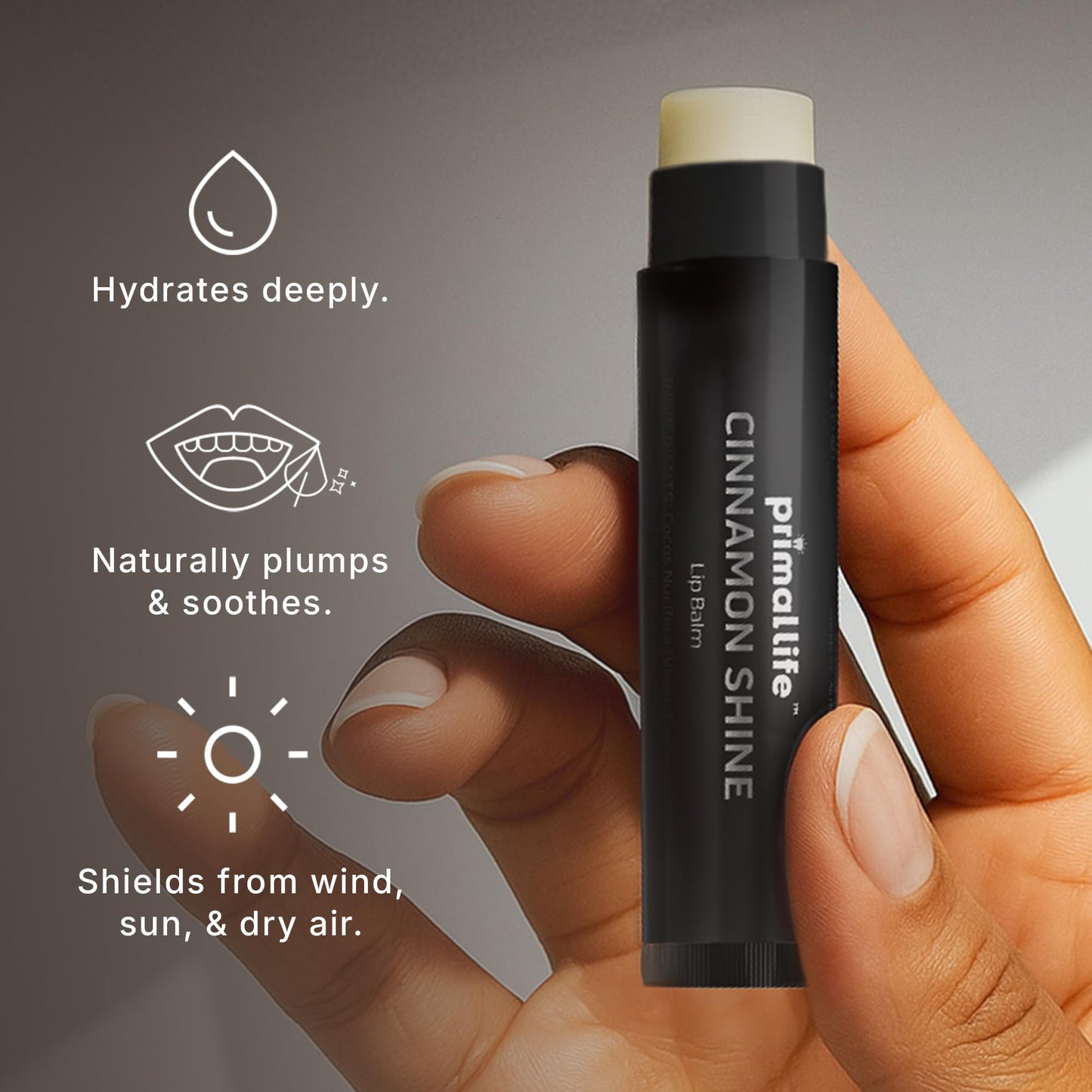 Primal Life Organics - Lip Balm, Hydrating Lip Care with Shea Butter, Beeswax, Coconut Oil, All-Day Moisturizing (Cinnamon) (Non-Tinted, 0.15 Ounce