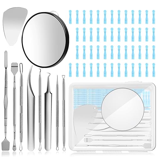 60PCS Dual Heads Blackhead Remover, Pimple Comedone Extractor, Acne Whitehead Blemish Removal Kit, Premium Stainless Steel Pimple Popper Tool kit