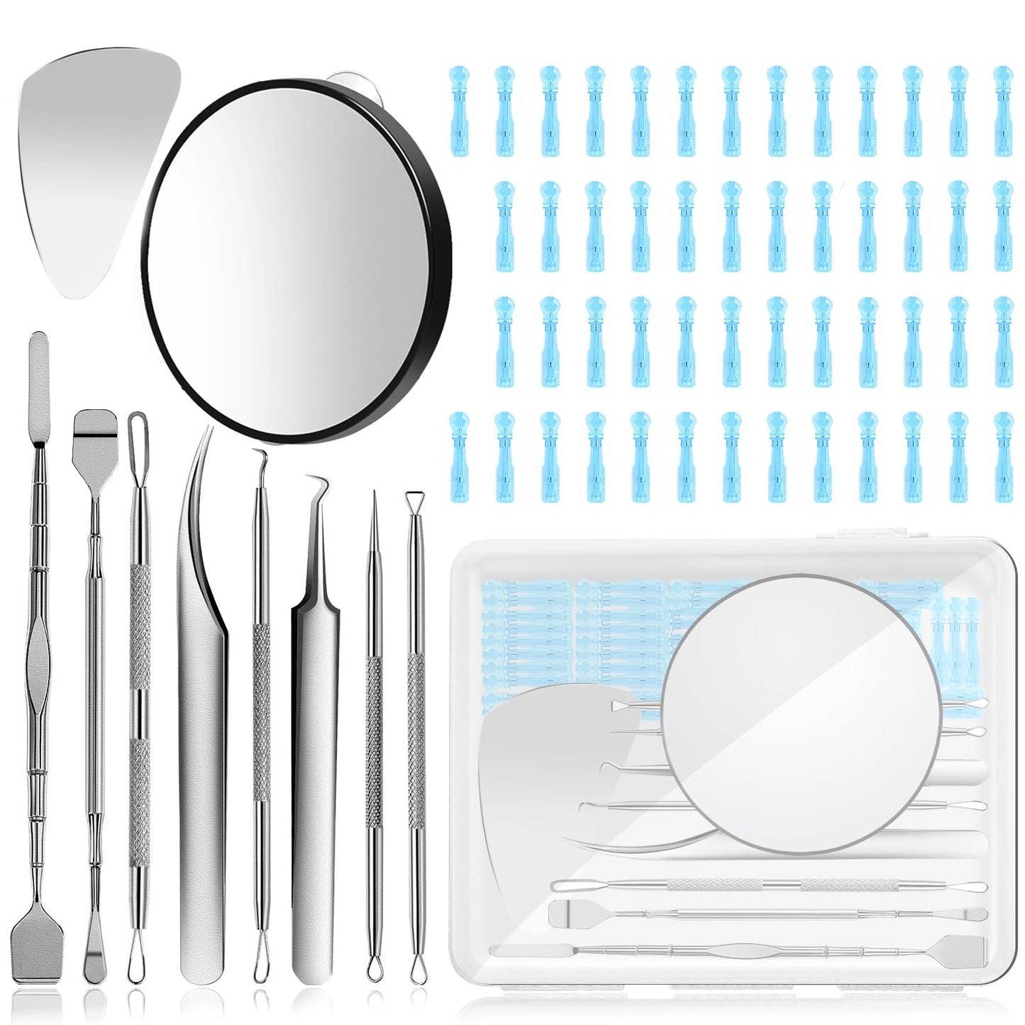 60PCS Dual Heads Blackhead Remover, Pimple Comedone Extractor, Acne Whitehead Blemish Removal Kit, Premium Stainless Steel Pimple Popper Tool kit