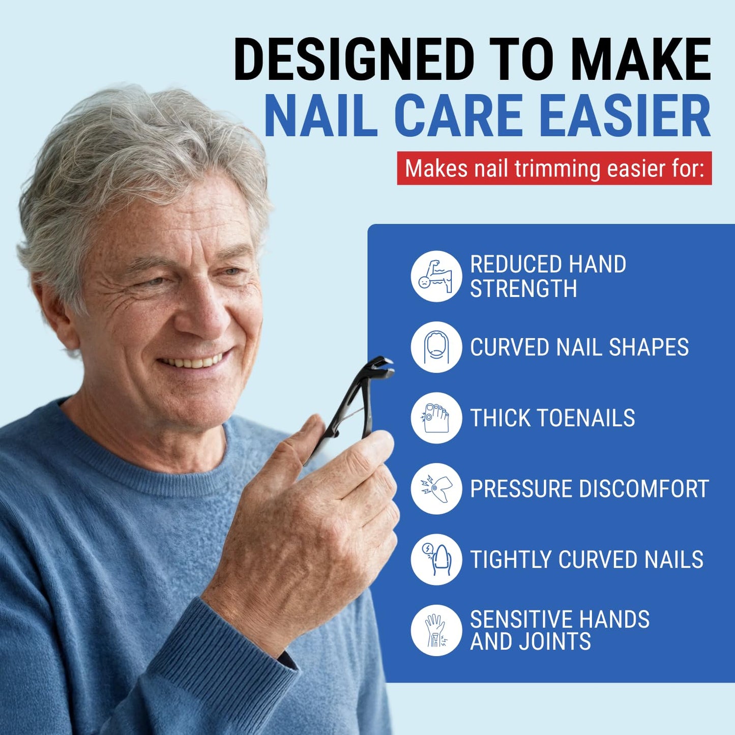 Toenail Clippers for Thick Toenails - KLIPP 15 mm Wide Jaw Thick Fingernail and Toenail Cutter with Curved Stainless-Steel Blades for Seniors (Angled Beauty and Personal Care KLIPP
