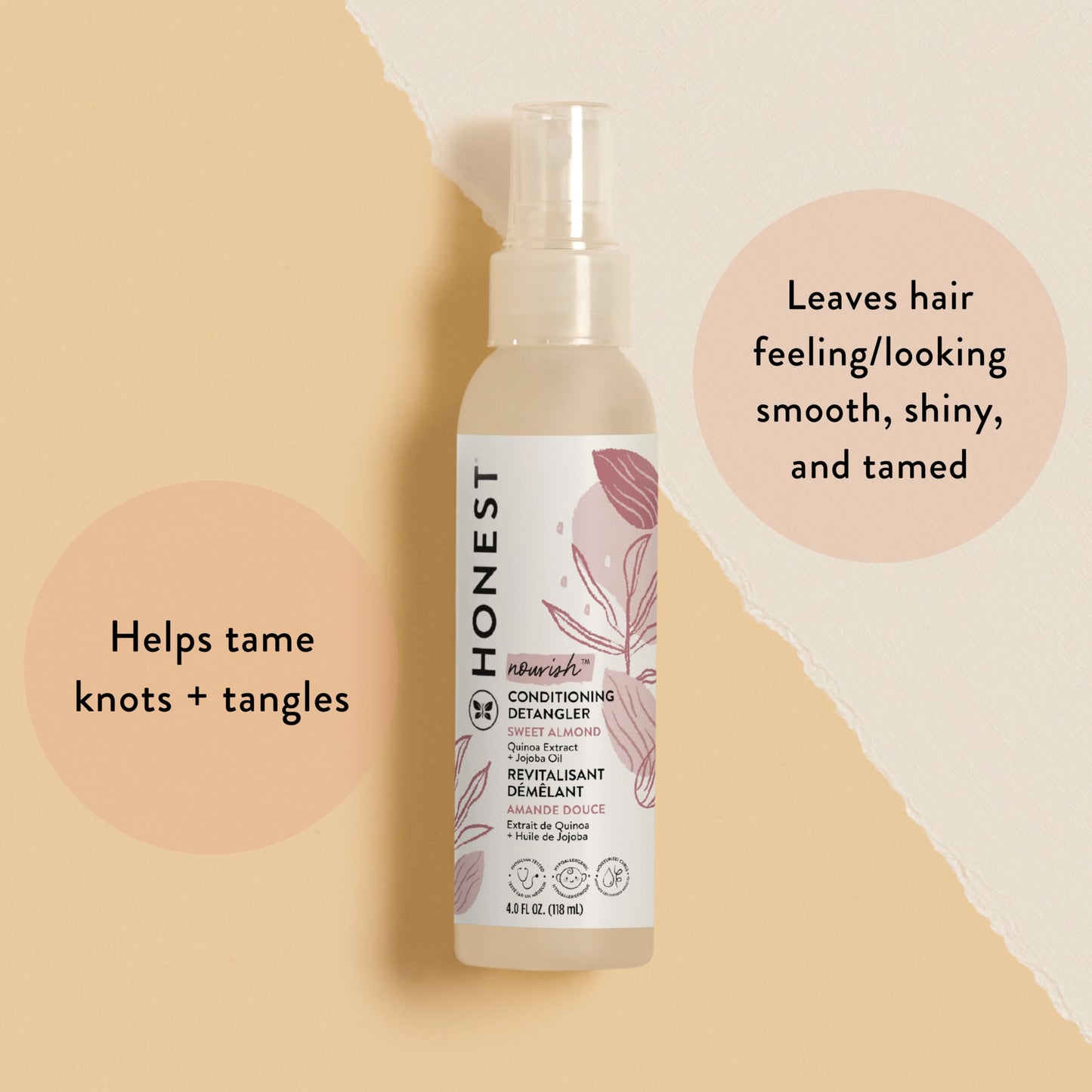 The Honest Company Conditioning Hair Detangler Leave-in Conditioner and Fortifying Spray, Tear Free, Cruelty-Free, Hypoallergenic, Almond Nourishing