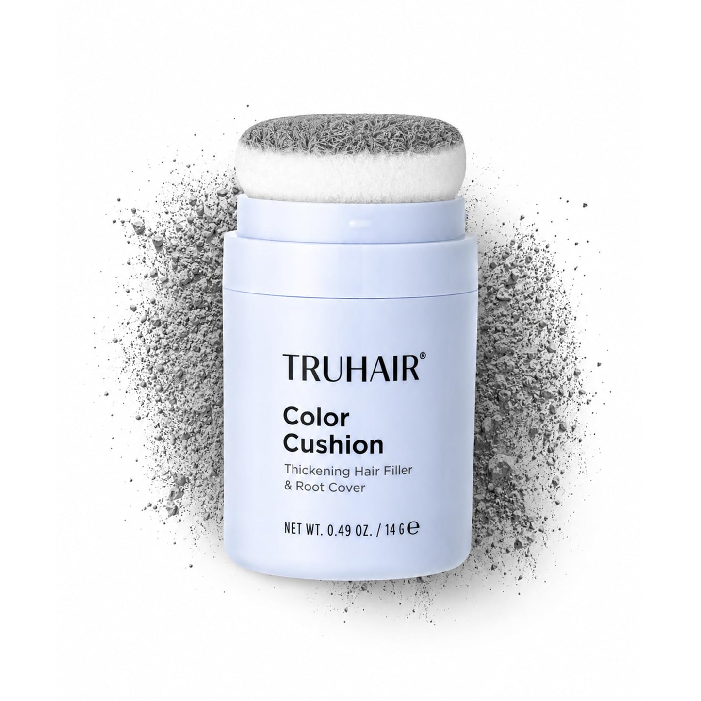 TRUHAIR Color Cushion Thickening Hair Filler & Root Cover Up Powder - Oil Absorbing Hair Fibers for Thinning Hair - Instant Volume, Gray Coverage
