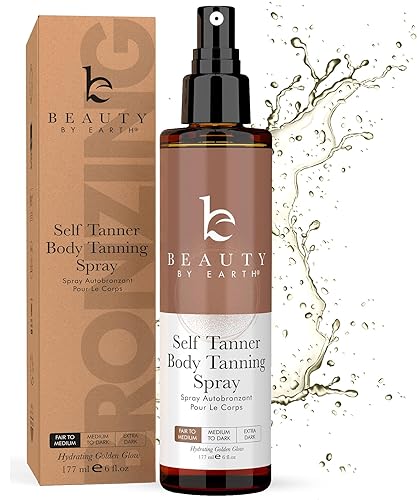 Self Tanner Spray - USA Made with Natural & Organic Ingredients, Fast Drying Spray Tan for Pale Skin, Non Toxic Gradual Tanning Spray, Sunless Tanning
