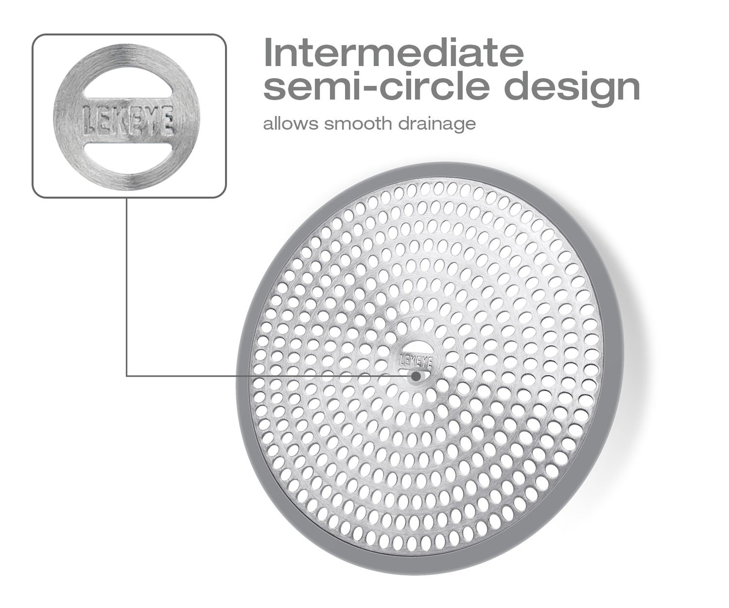 LEKEYE Shower Drain Hair Catcher/Strainer/Stainless Steel and Silicone