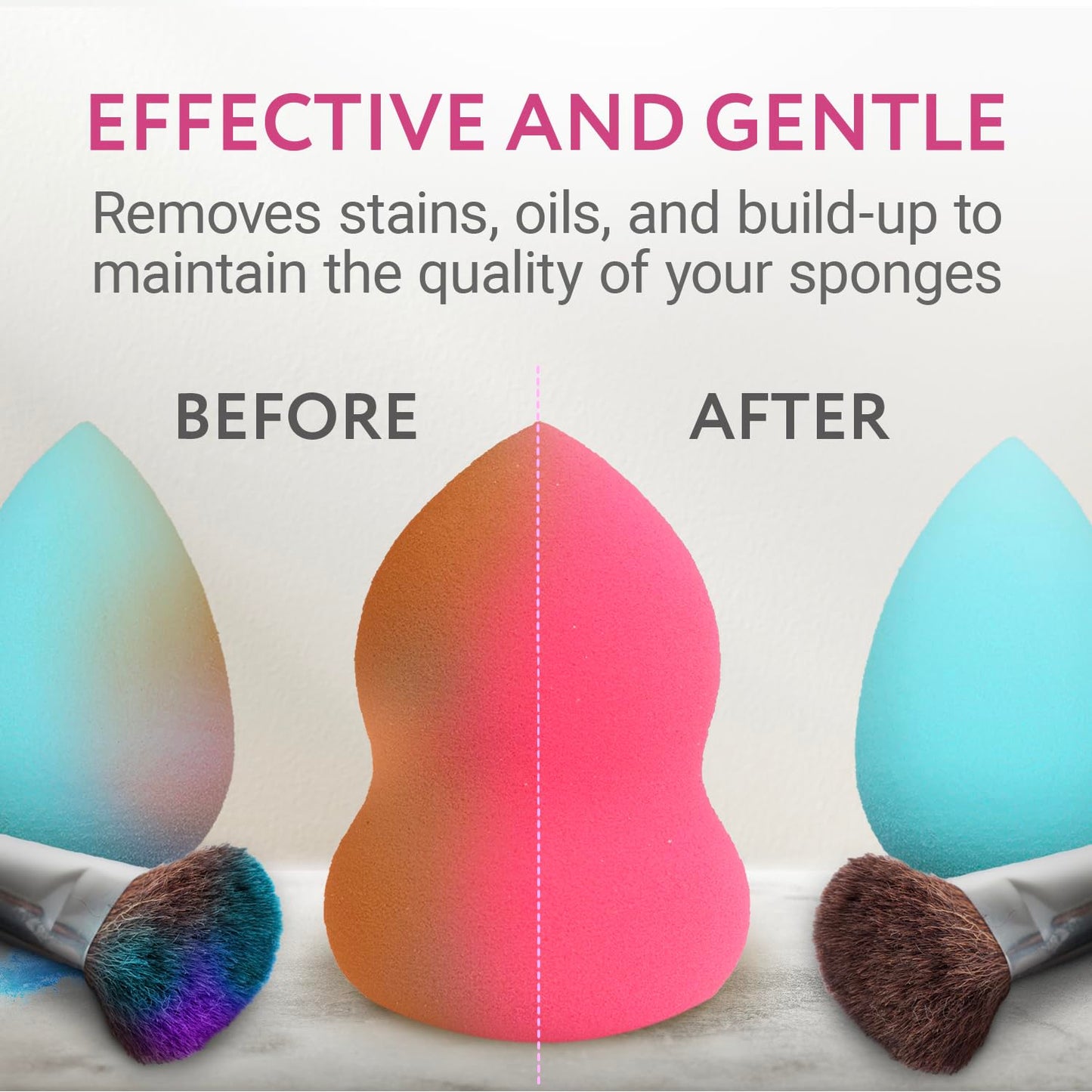 IMPRESA Makeup Sponge & Powder Puff Cleaner Soap - 8 Fl Oz Deep Stain Removal & Brush Cleaning Solution - Gentle Care & Makeup Sponge Cleaner