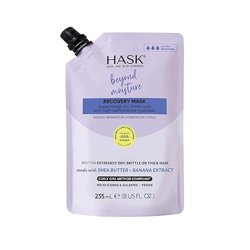 HASK Beyond Moisture Recovery Mask with Shea Butter & Banana Extract for Wavy, Curly, Coily & Kinky Hair, Softens, Moisturizes, Prevents Damage