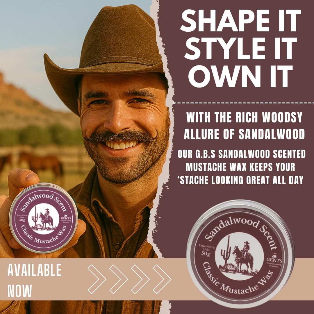 G.B.S Strong Hold Sandalwood Mustache Wax, Easy Application, Restyleable, long lasting hold with Styling Comb 50 Grams (Pak of 1, Sandalwood) Beauty and Personal Care G.B.S