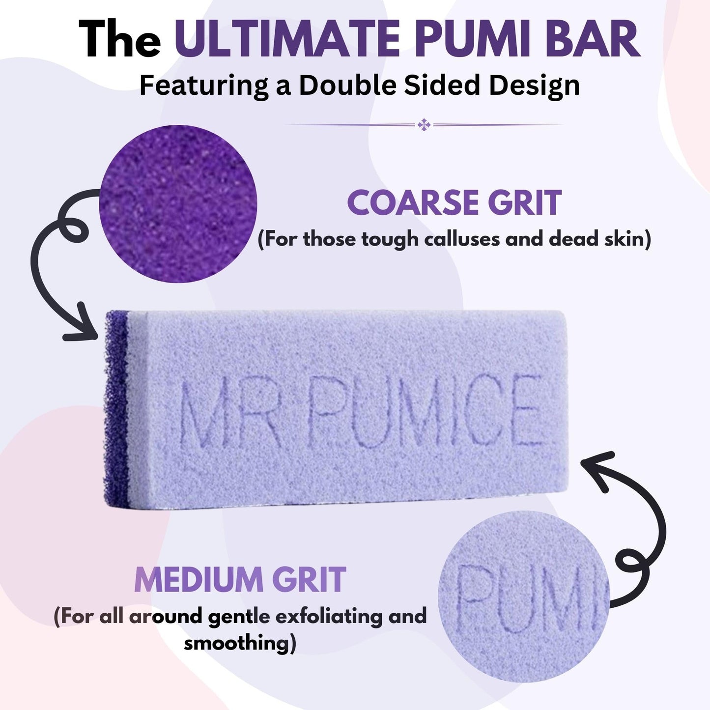 Mr. Pumice Ultimate PUMI Bar 2-in-1 Dual Grit (Medium + Coarse) Callus Remover, Pedicure Stone & Ped File Scrubber for Smooth Feet and Heels (4 Pack) Beauty and Personal Care Mr. Pumice