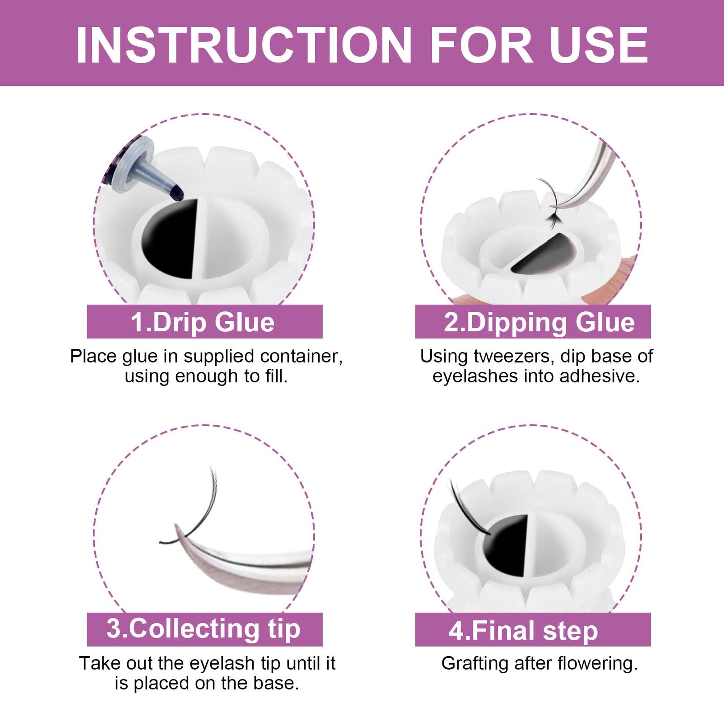 Burboeiy 100PCS Lash Rings for Eyelash Extensions - Smart Glue Cups with Eyelash Glue Holder
