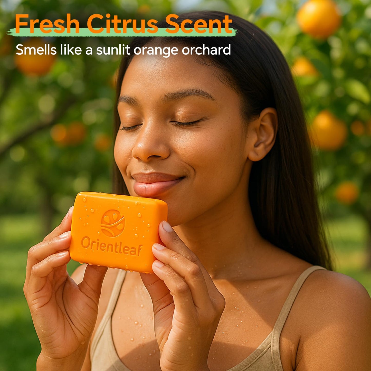 ORIENTLEAF Kojic Acid Soap with African Sponge Net, 4oz Turmeric Soap Bar, Fresh Citrus Scent, Gentle for Face and Body Wash with Vitamin C, Retinol Beauty and Personal Care ORIENTLEAF