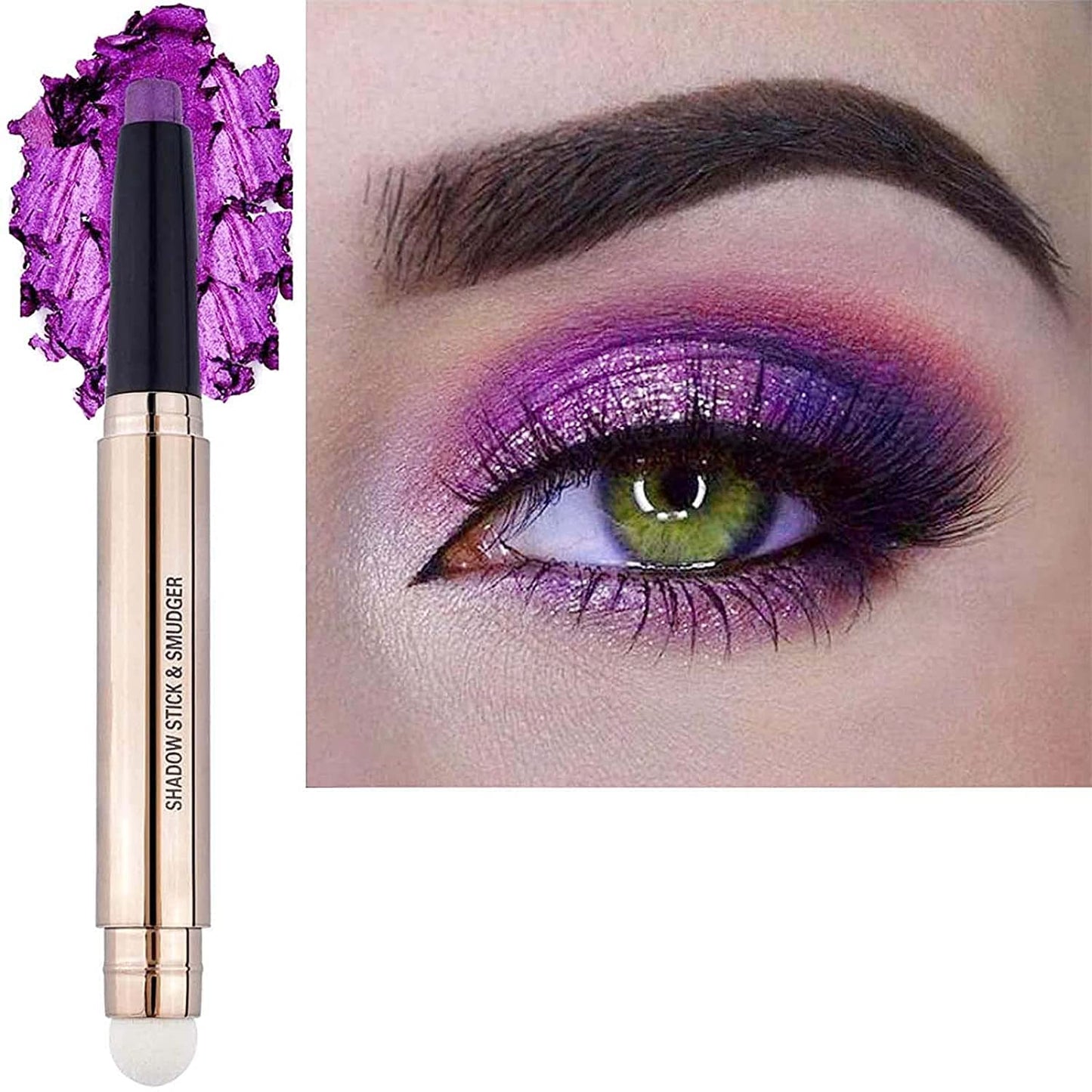 Purple Eyeshadow Stick, Cream Smooth Shimmer Eyeshadow Pencil Makeup, Hypoallergenic Waterproof Long Lasting Eye Shadow Highlighter Stick Create