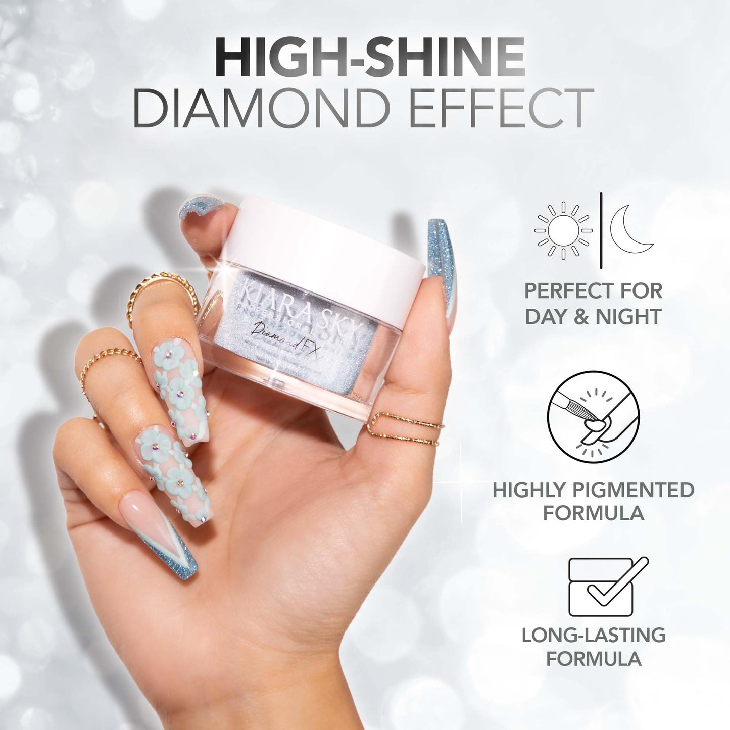 Kiara Sky Diamond FX Acrylic - Reflective Glitter Acrylic Powder For Nails - Midnight Sky Beauty & Personal Care KIARA SKY