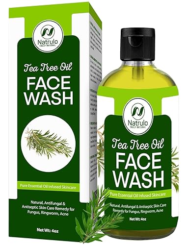 Tea Tree Oil Face Wash, 4oz - Tea Tree Soap Natural Skin Cleanser - Pure Essential Oil Infused Skincare Cleansing Face Soap, Made in USA
