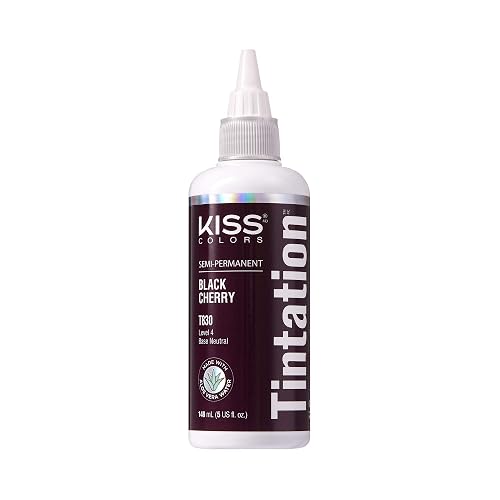 Red by Kiss Tintation Semi-Permanent Hair Color, Aloe Vera Water Based, Argan Oil, Olive Oil, Collagen & Keratin, Long-Lasting Color Dye (Black