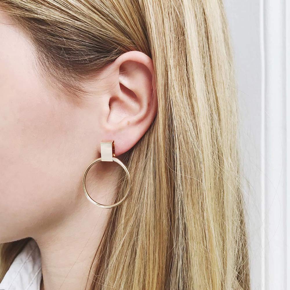 DoubleNine Round Hoops Earrings Boho Circle Geometric Earrings Wedding Bridal Jewelry for Women Girls