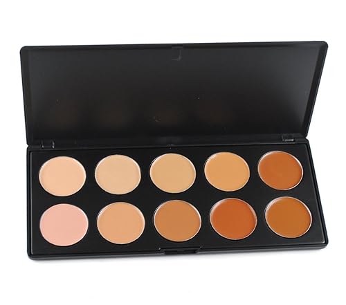 10 Colors Hydrating Cream Concealer Palette, Pure Vie Long Lasting Full Coverage Correcting Concealer Palette Foundation Camouflage Makeup Contour Kit