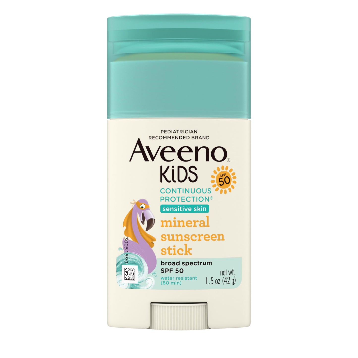 Aveeno Kids Continuous Protection Zinc Oxide Mineral Sunscreen Stick for Sensitive Skin, Face & Body Sunscreen Stick for Kids with Broad Spectrum SPF