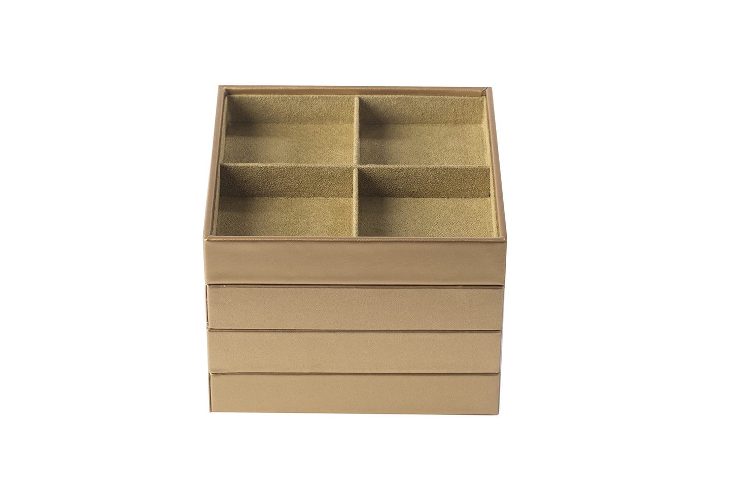 Huji Stackable Jewelry Trays Organizer Storage Rings Earrings Bracelets Watches Necklaces (1, Camel Brown Stack-able Trays)