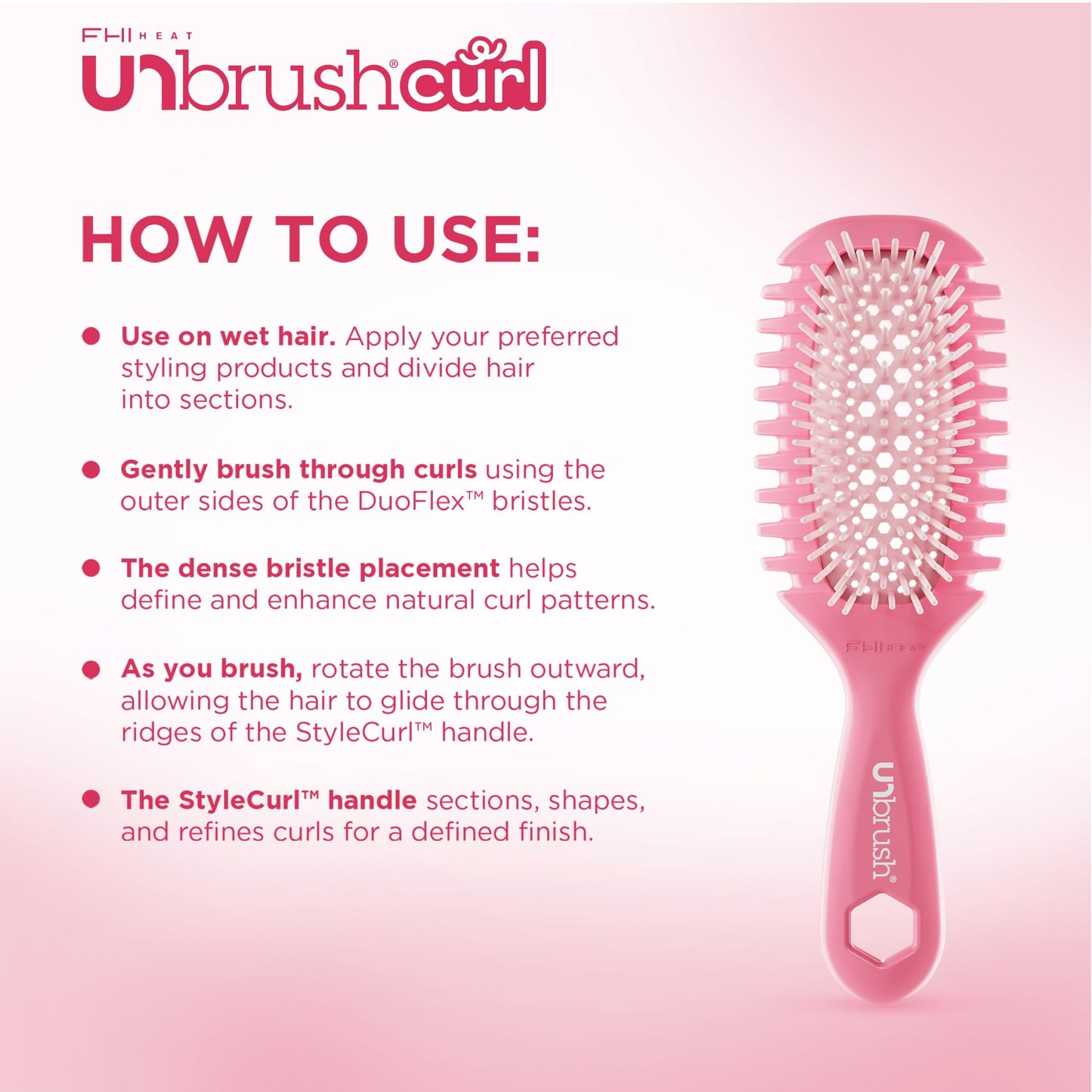 FHI Heat UNbrush Curl Defining Brush - Wavy, Coily, and Curly Hair Brush with DuoFlex Bristles & StyleCurl Handle - for Gentle Detangling & Faster Beauty and Personal Care FHI Heat