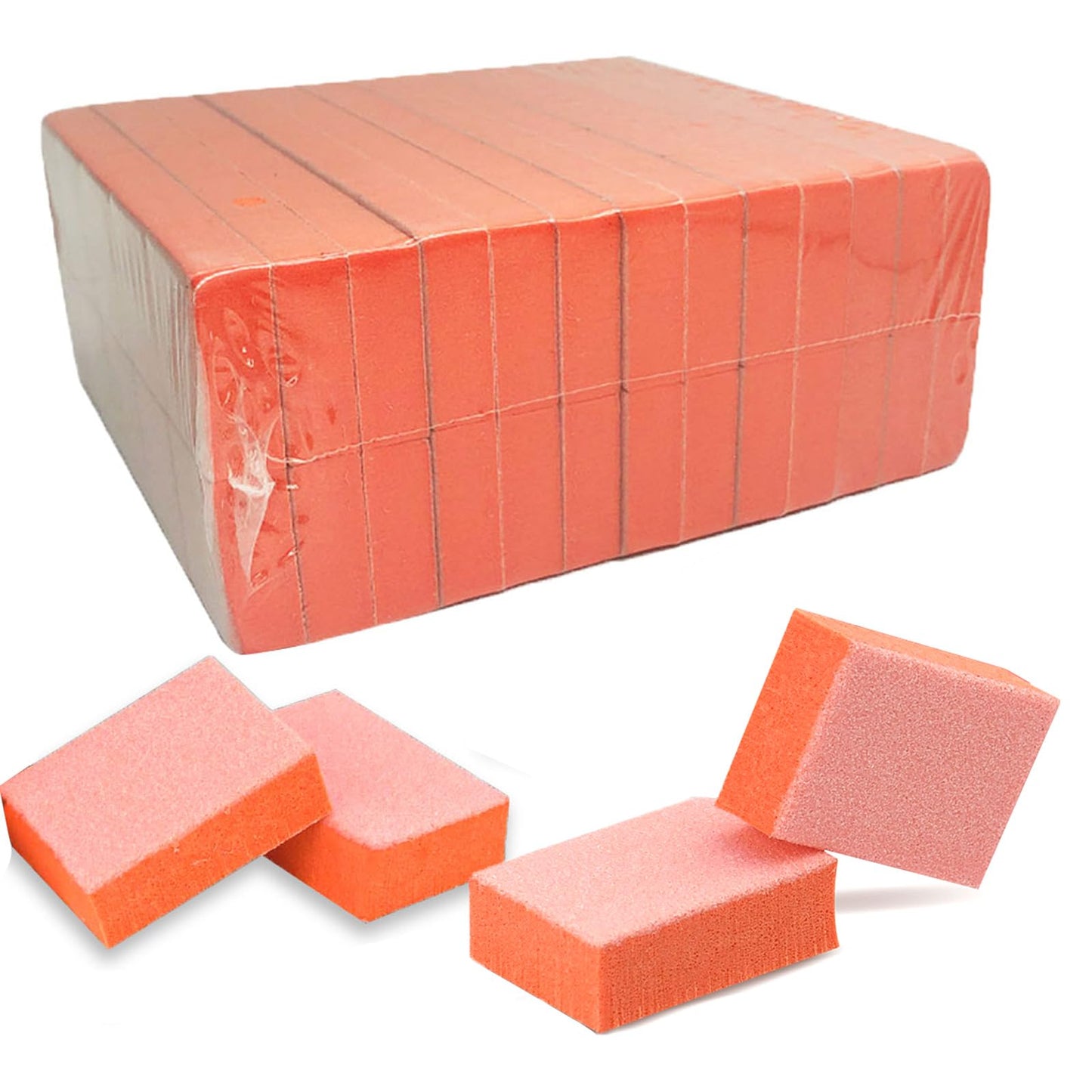 MARYTON Nail Buffer Mini Block Files, 80/100 Grit for Acrylic Nails, 130 Count (Orange)