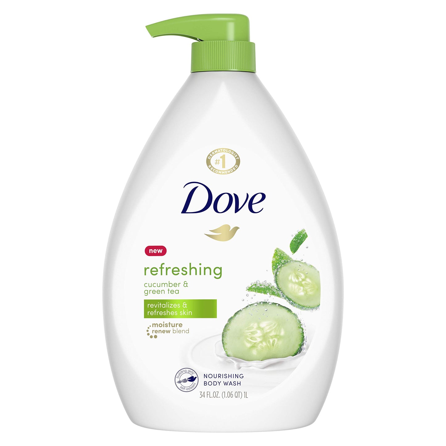 Dove Body Wash Pump For Dry Skin Cucumber and Green Tea Sulfate Free Body Wash 34 oz Beauty & Personal Care Dove