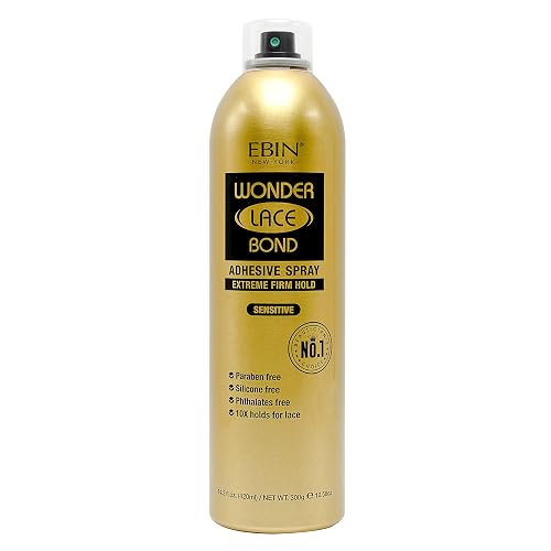 EBIN NEW YORK Wonder Lace Bond Adhesive Spray Sensitive - Extreme Firm Hold 14.2 fl. oz./ 420mL |Sensitive Use, Fast Drying,No Residue, No Build-up