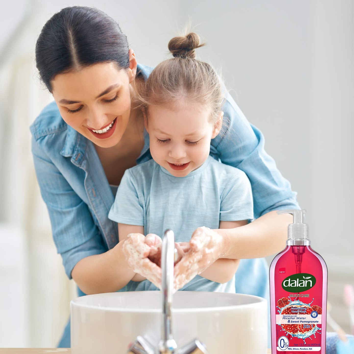 Dalan Sweet Pomegranate Multicare Ultra Moisturizing Liquid Hand Soap for Normal and Dry Hands Fresh Clean and Soft Feeling (13.5 Fl Oz / 400 mL (Pack