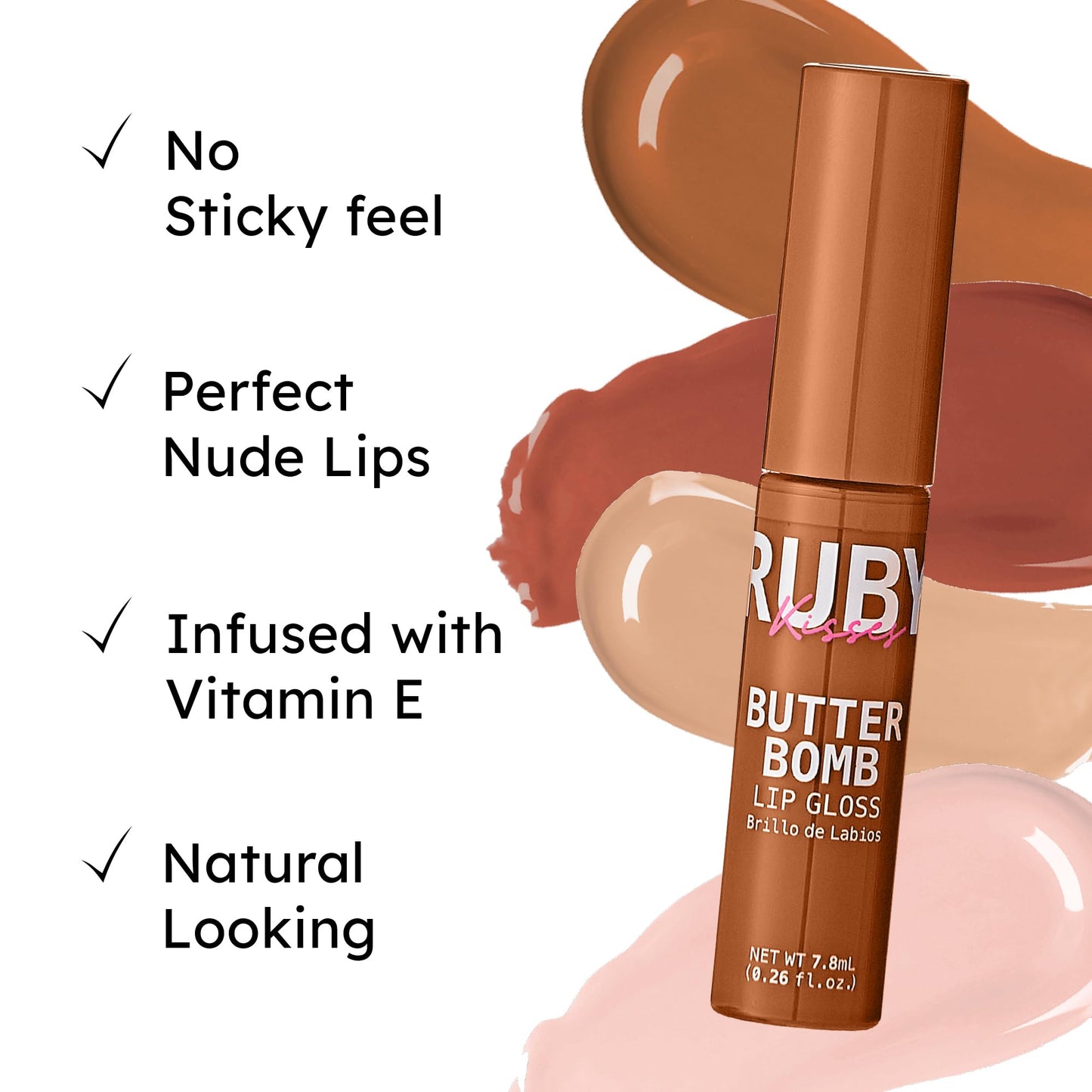 Ruby Kisses Butter Bomb Lip Gloss, High-Shine Non-Sticky Hydrating Plumping