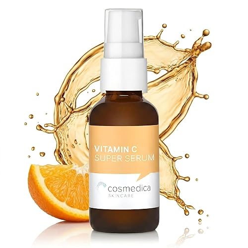 Cosmedica Vitamin C Serum for Face with Hyaluronic Acid & Vitamin E - Brightening Anti-Aging Serum for Dark Spots, Fine Lines & Wrinkles, Lightweight