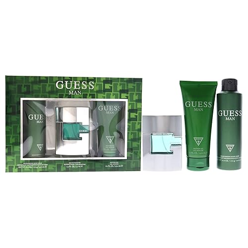 Guess Man 3 Pc Gift Set 2.5oz EDT Spray, 6oz Deodorizing Body Spray, 6.7oz Shower Gel GIFTSET