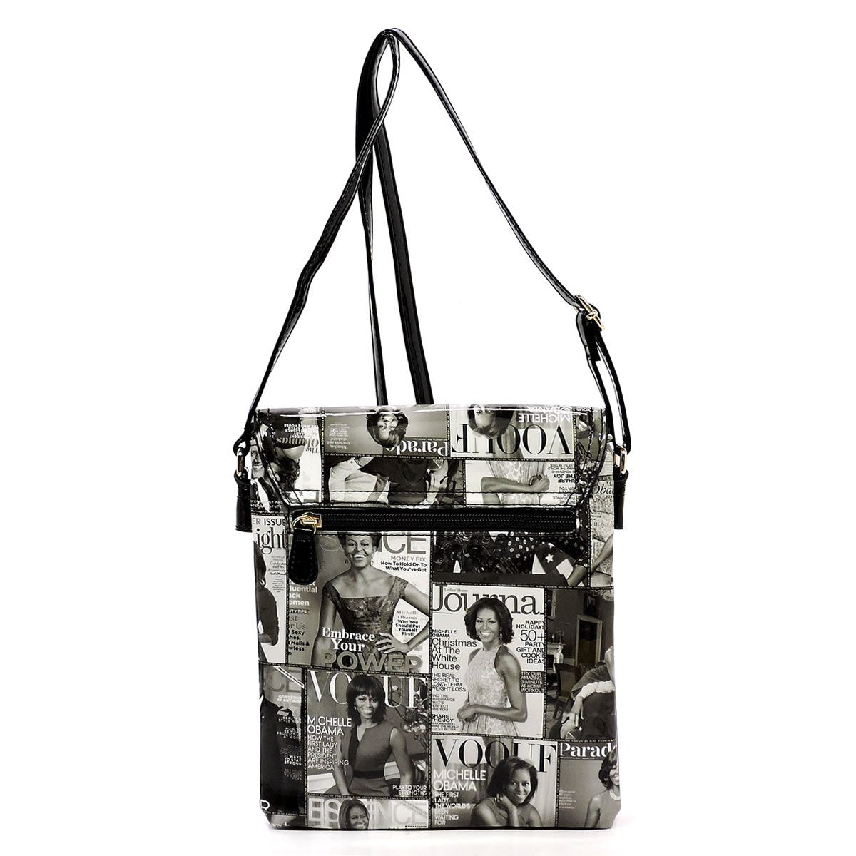 Glossy magazine cover collage cross body handbags purses clutches and wallets Michelle Obama bags (Cross body 10)
