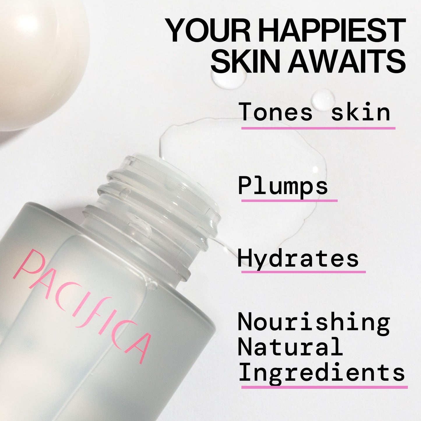 Pacifica Happy Water Hydrating Facial Toner - Vegan Ceramides, Hyaluronic Acid & Electrolytes, Refreshing & Calming for Balanced Skin, Clean Beauty