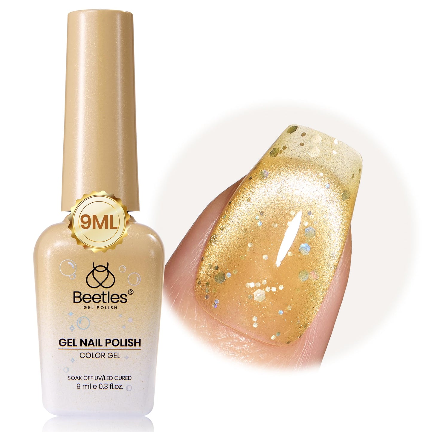 Beetles Pineapple Iced Tea Yellow Cat Eye Gel Nail Polish - 9ML Glitter Yellow Cat Eye Spring Gel Polish Magnetic Shimmer Effect Soak Off UV Nail Art Beauty and Personal Care beetles Gel Polish Default Title