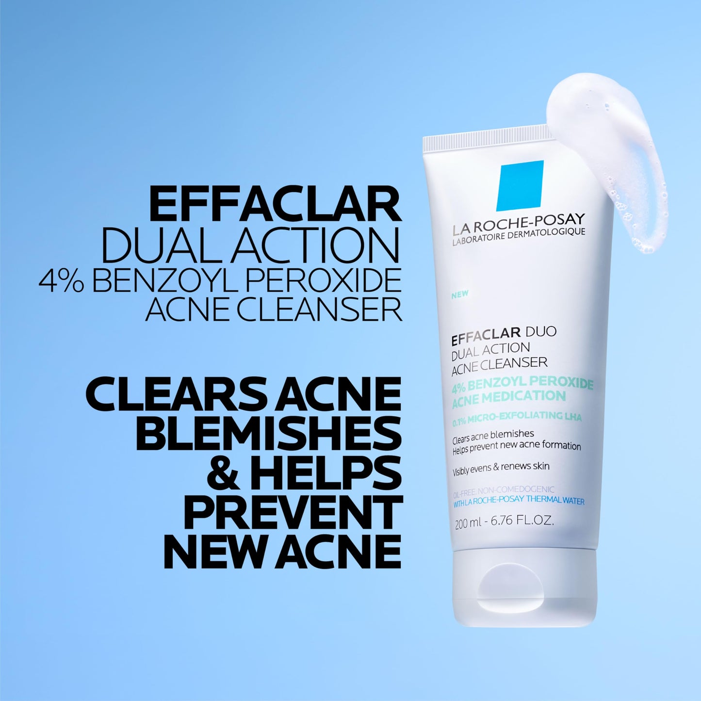 La Roche-Posay Effaclar Dual Acne Face Wash With 4% Benzoyl Peroxide & LHA Exfoliant, Acne Treatment Help Clear & Prevent Blemishes, Paraben Free Beauty and Personal Care La Roche-Posay