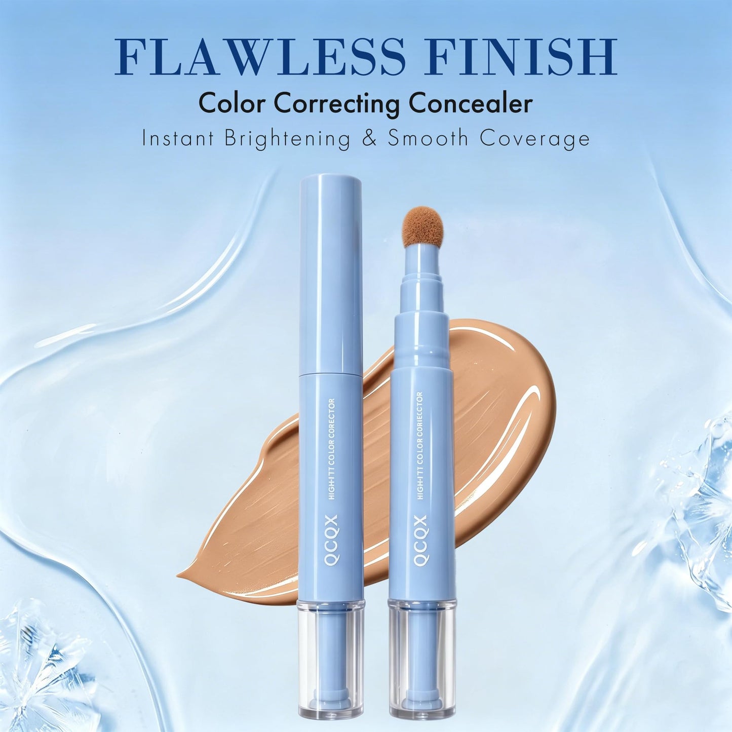 QCQX Dual-effect Concealer Pen & Foundation Eye Concealer - 24-Hour Long-LastingFull Coverage Matte Finish.Healthy Skin Glow Perfector Concealer Pen